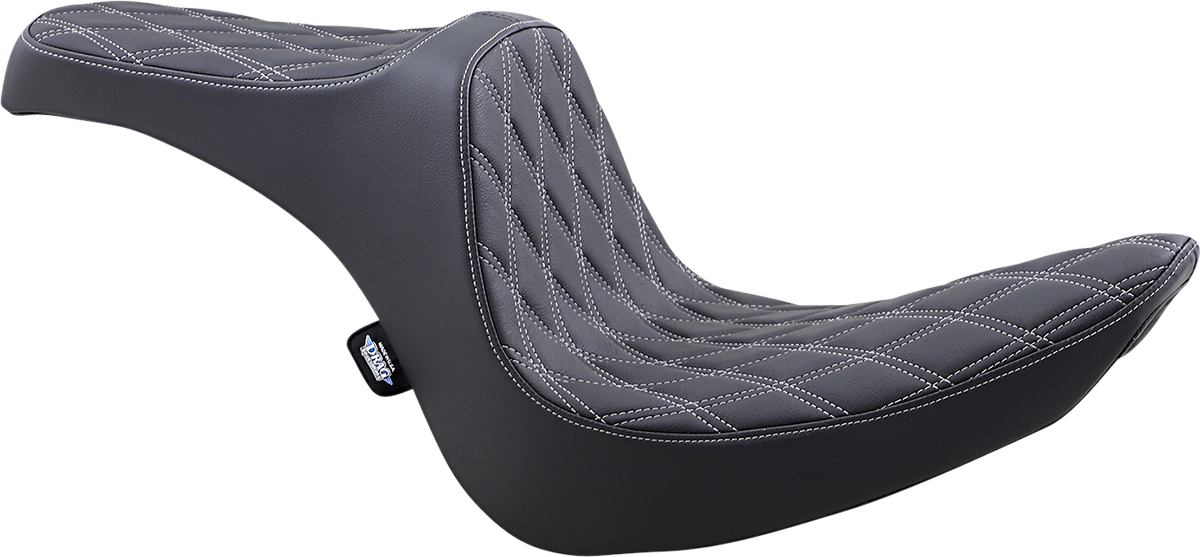 DRAG SPECIALTIES SEATS, Drag Specialties Seats Predator III 2-Up Seat for Softail '06-'17 with Vinyl Cover and Double Diamond Stitching