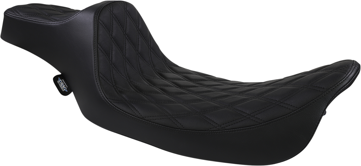 DRAG SPECIALTIES SEATS, Drag Specialties Seats Extended Reach Predator III Seat for Harley FL '99-'07 – Double Diamond Black Stitching