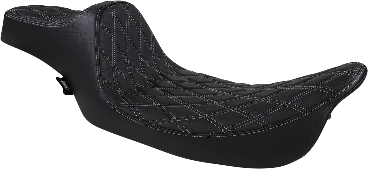 DRAG SPECIALTIES SEATS, Drag Specialties Seats Extended Reach Predator III Seat for Harley FL Models, Black with Silver Stitching – Part #08011370