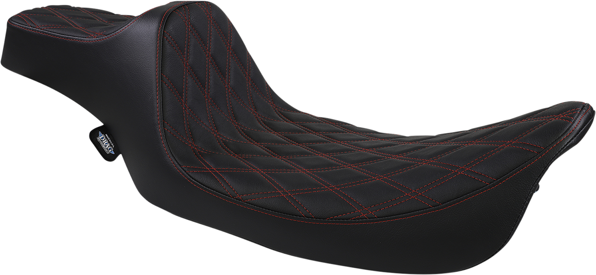 DRAG SPECIALTIES SEATS, Drag Specialties Seats Extended Reach Predator III Seat for Harley FL Models 1999-2007 – Black with Red Stitching