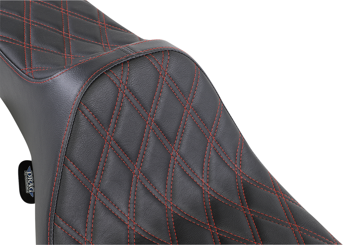 DRAG SPECIALTIES SEATS, Drag Specialties Seats Extended Reach Predator III Seat for Harley FL Models 1999-2007 – Black with Red Stitching