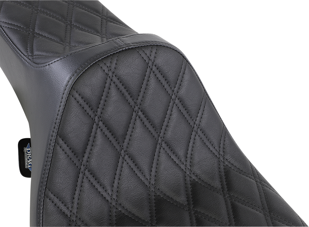 DRAG SPECIALTIES SEATS, Drag Specialties Seats Extended Reach Predator III Seat for Harley FL '99-'07 – Double Diamond Black Stitching