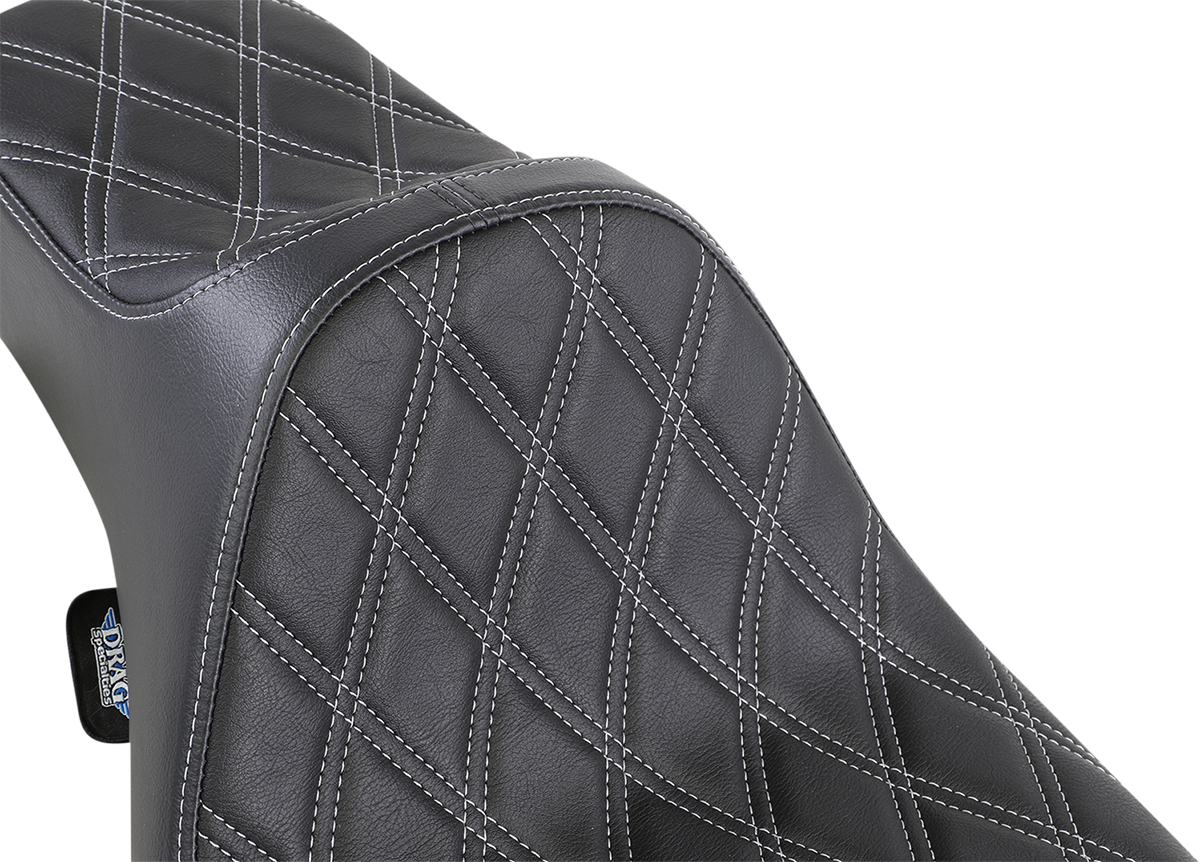 DRAG SPECIALTIES SEATS, Drag Specialties Seats Extended Reach Predator III Seat for Harley FL Models, Black with Silver Stitching – Part #08011370