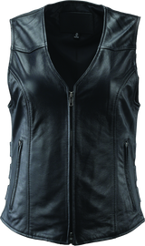 Kuryakyn Leather By River Road Plains Leather Vest Black Womens - Small