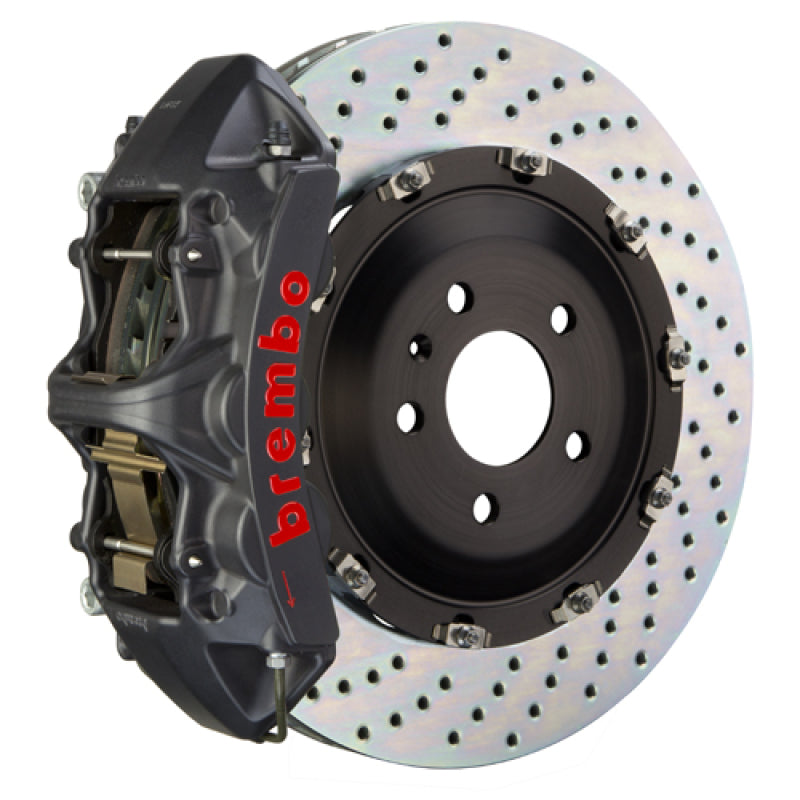 Brembo 03-08 SL55 AMG (Excl Black Series) Fr GTS BBK 6Pist Cast 405x34 2pc Rotor Drilled-Black HA