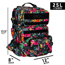 Load image into Gallery viewer, Functional overview of the vibrant Combat Iron Apparel 25L Sack™ Original All-Day Molle Backpack with Pouch for outdoor use.
