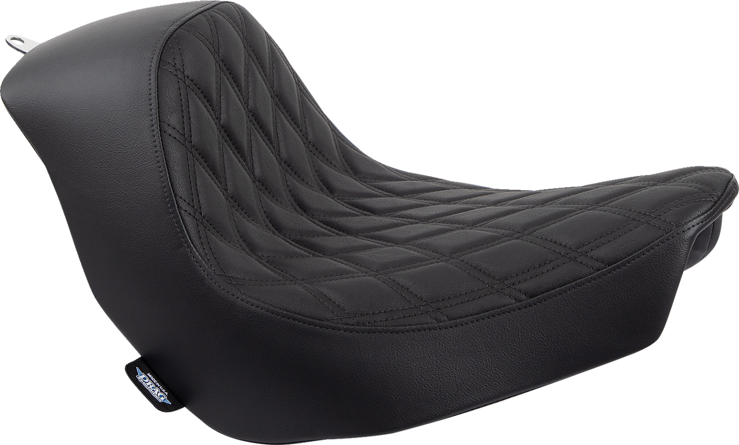 DRAG SPECIALTIES SEATS, DRAG SPECIALTIES SEATS Solo Seat - Double Diamond - Black Stitching for FL/FX 2018-2023 (Part #0802-1513)