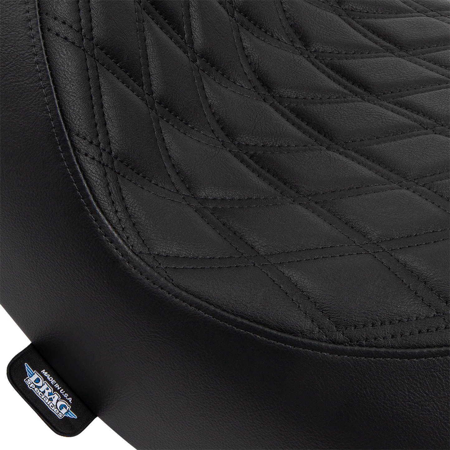 DRAG SPECIALTIES SEATS, DRAG SPECIALTIES SEATS Solo Seat - Double Diamond - Black Stitching for FL/FX 2018-2023 (Part #0802-1513)