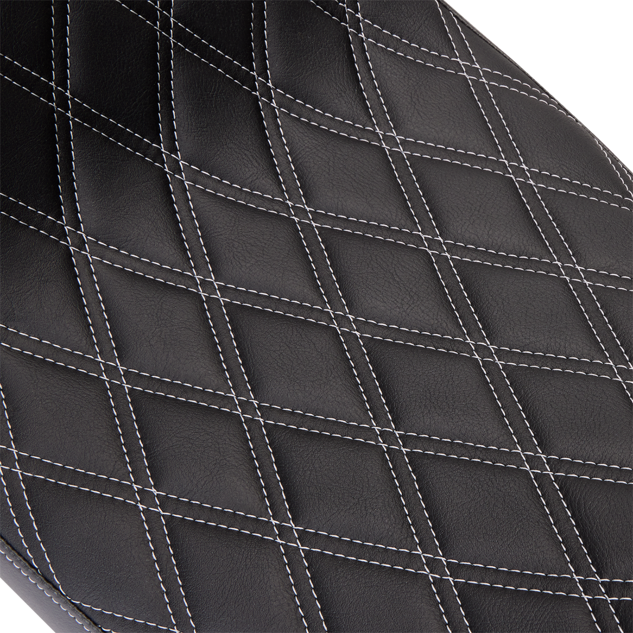 DRAG SPECIALTIES SEATS, Drag Specialties Seats Predator 2-Up Seat with Vinyl Cover and Double Diamond Silver Stitch for Harley FL 2008-2023, Part #0801-1492