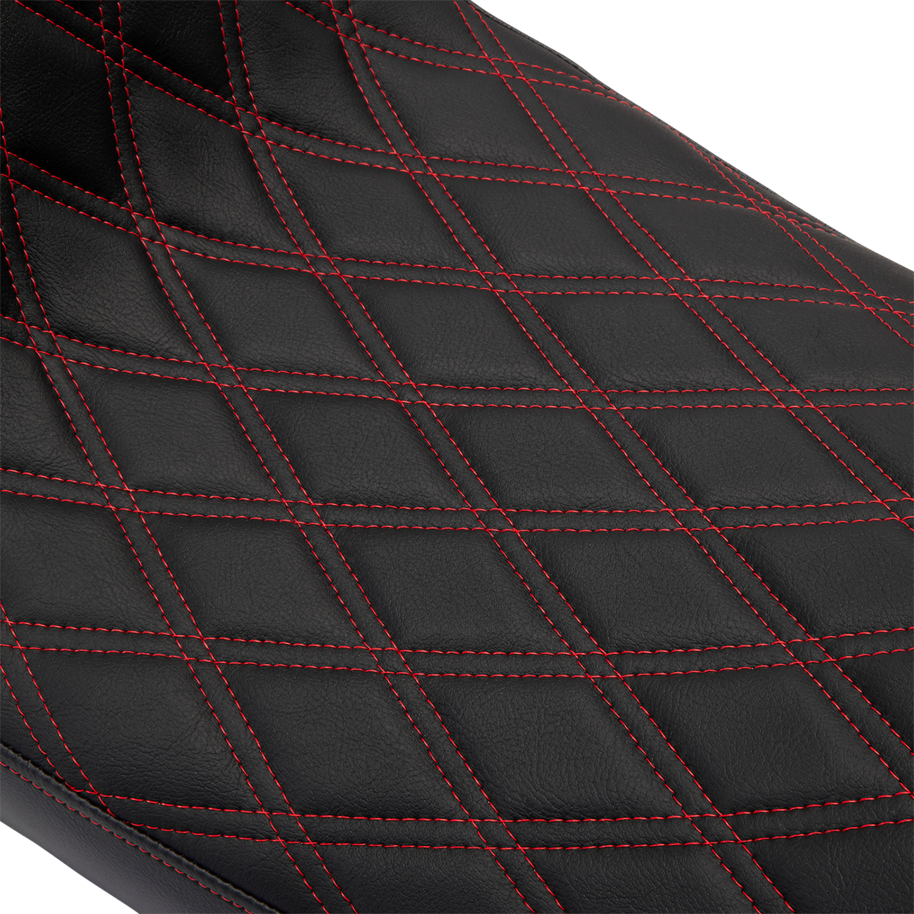 DRAG SPECIALTIES SEATS, Drag Specialties Seats Predator 2-Up Seat with Vinyl Cover and Double Diamond Red Stitch for Harley FL 2008-2023 - Part Number 0801-1494