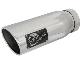 aFe MACH Force-Xp 304 SS Clamp-on Exhaust Tip Polished Left Side 4 IN Inlet x 5 IN Outlet x 12 IN L
