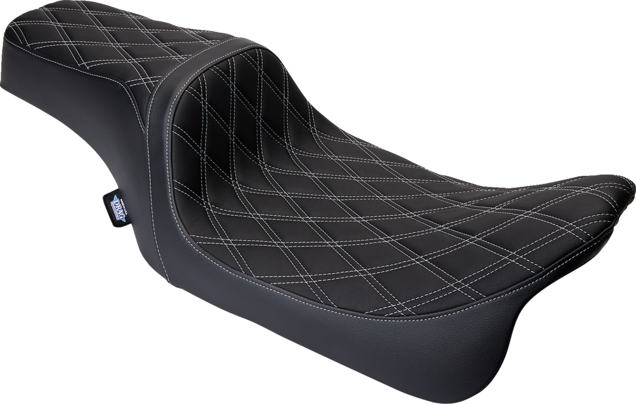 DRAG SPECIALTIES SEATS, DRAG SPECIALTIES SEATS Predator 1Up Seat with Vinyl Cover and Double Diamond Silver Stitch for Harley FLH 2008-2023, Part #08011489