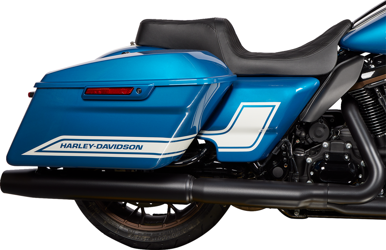 DRAG SPECIALTIES SEATS, DRAG SPECIALTIES SEATS Predator 1Up Seat - Vinyl, Double Diamond Black Stitch for Harley FLH 2008-2023 (Part #0801-1483)