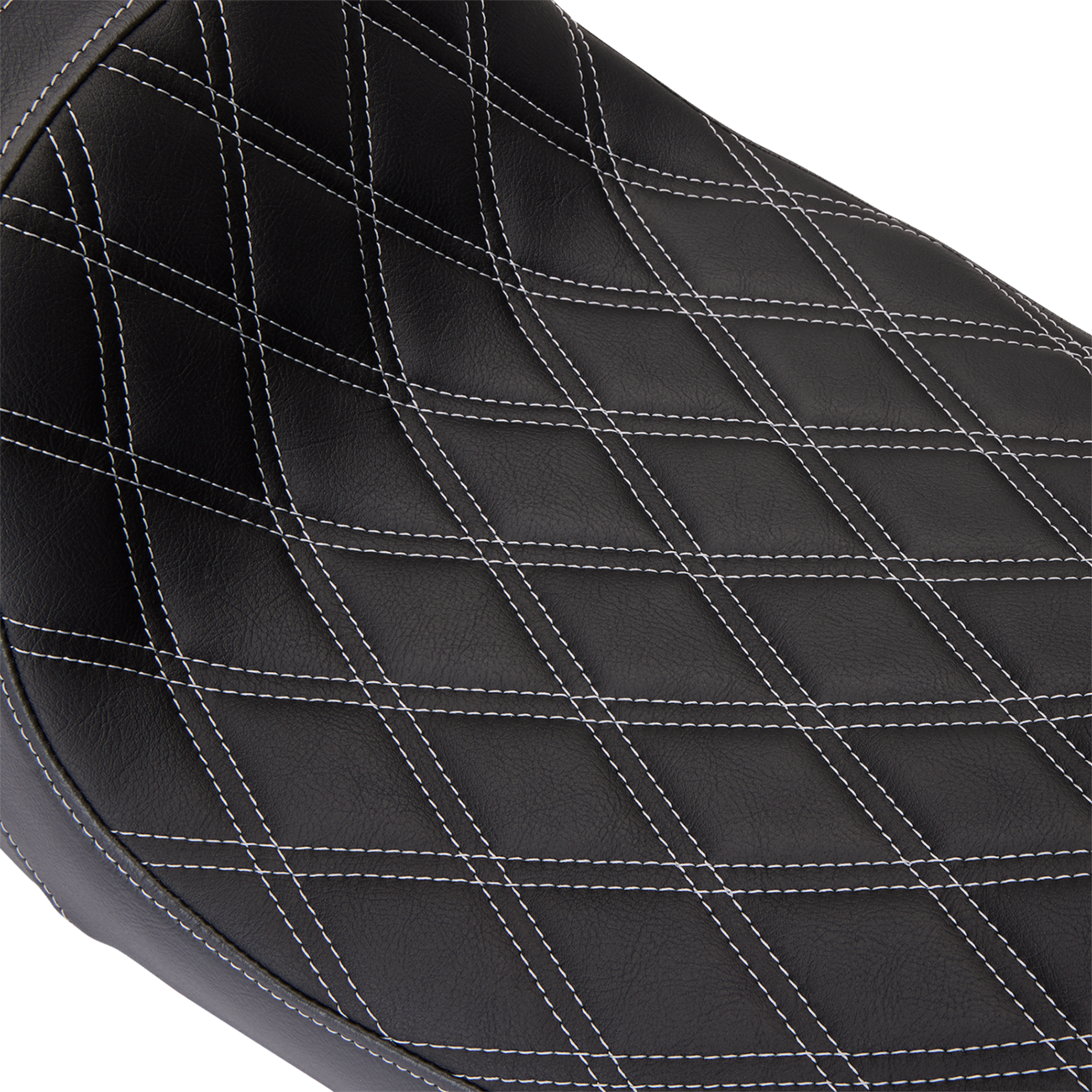 DRAG SPECIALTIES SEATS, DRAG SPECIALTIES SEATS Predator 1Up Seat with Vinyl Cover and Double Diamond Silver Stitch for Harley FLH 2008-2023, Part #08011489