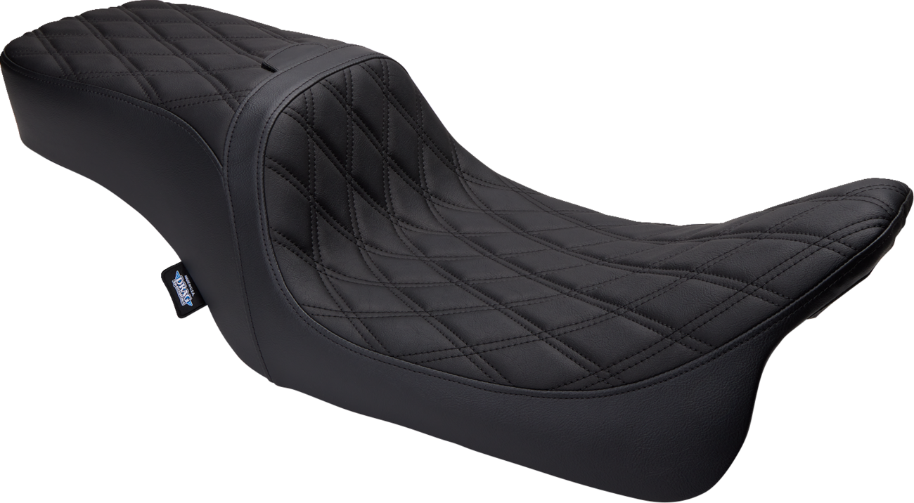 DRAG SPECIALTIES SEATS, Drag Specialties Seats Predator 2-Up Vinyl Seat with Double Diamond Pattern for Harley FLH/FLTR 2008-2023 Part #0801-1500