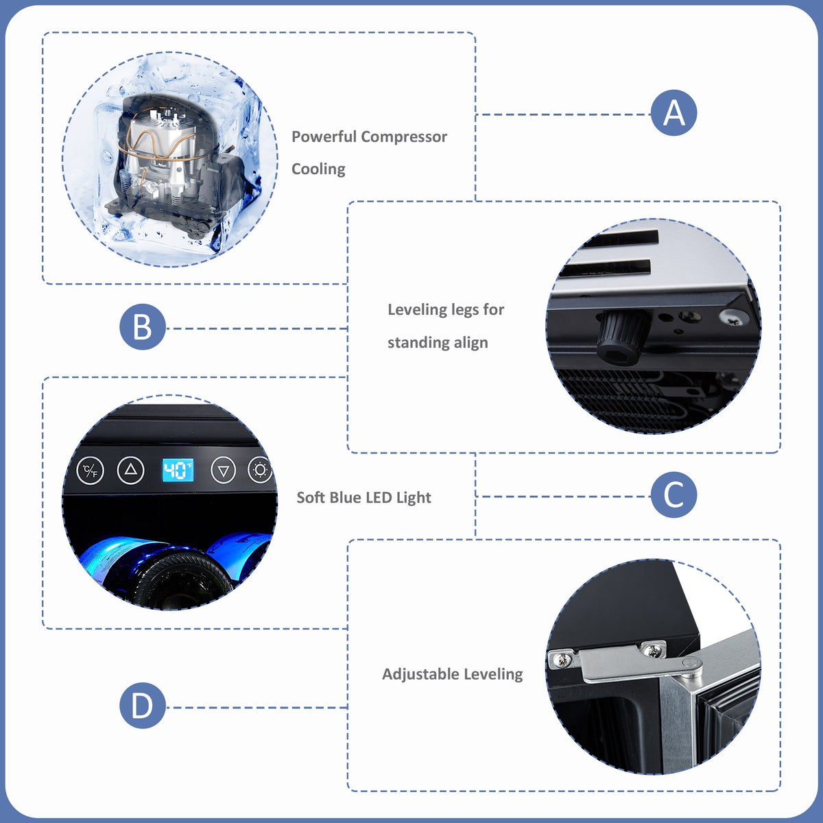 Kalamera 15'' Built-in 30 Bottle Wine Cooler