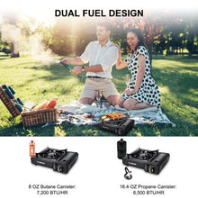 Load image into Gallery viewer, Camplux Dual Fuel Propane &amp; Butane Stove with Carrying Case, Portable Camping Stoves with CSA Certification