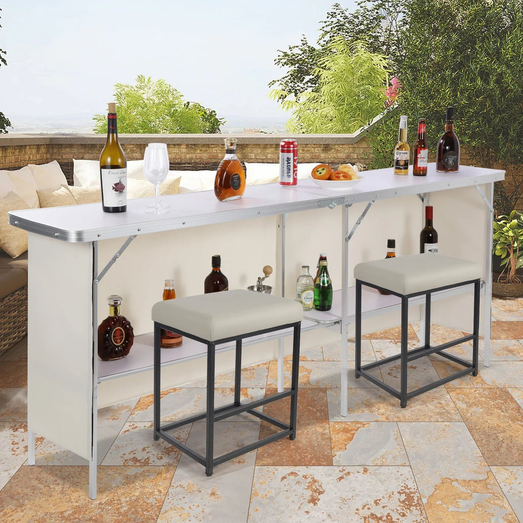 Portable Bar Table for Events  with Double Layer