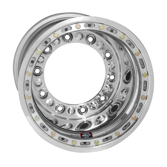 Weld Wide 5 HS 15x14 / 5x10.25 / 4 BS - Polished Shell - Black Mod OBL Wheel