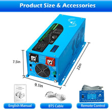Load image into Gallery viewer, 2000W/ 3000W/ 4000W DC 12V Pure Sine Wave Inverter With Charger