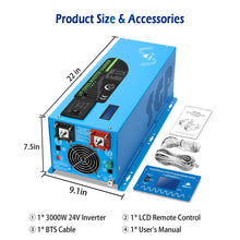 Load image into Gallery viewer, 3000W DC 24V Pure Sine Wave Inverter With Charger