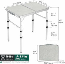 Load image into Gallery viewer, Aluminum Folding Camping Table with Adjustable Height Legs, 2/3/4ft