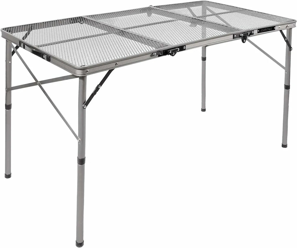 Folding Grill Table for Outside with Adjustable Height Legs