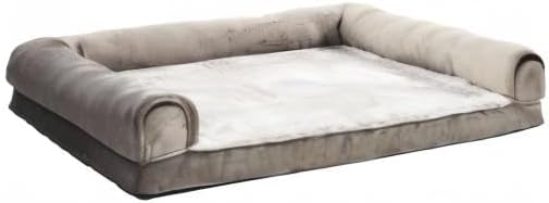 Amazon Basics Dog Bed with Cooling Gel Memory Foam, Pressure-Relief Support for Dogs up to 55lbs, Non-Slip Bottom, Machine Washable Cover, Large Sized (36" x 27"), Brown