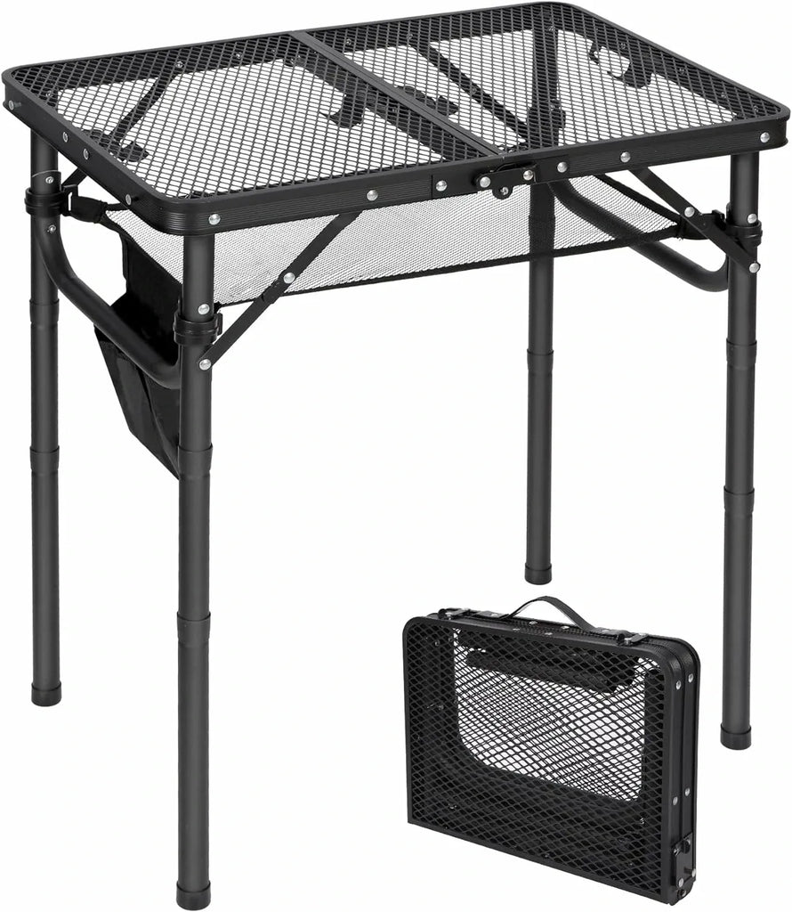 Folding Grill Table for Outside with Adjustable Height Legs