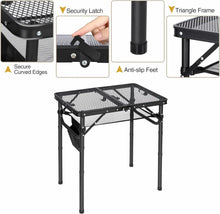 Load image into Gallery viewer, Folding Grill Table for Outside with Adjustable Height Legs