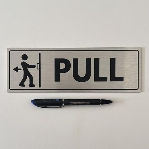 Pull Door Sign - 3x9 Inch - Aluminum - Pull to Open Exit Doorway