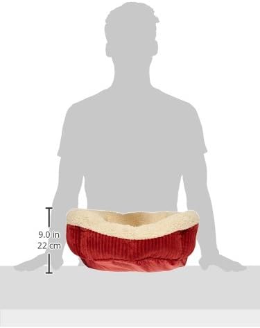 Petmate Aspen Pet Self Warming Round Bed, 19.5 Inches, Barn Red and Cream