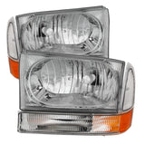 xTune Ford F250/350/450 Superduty 99-04 Crystal Headlights w/ Bumper Lights HD-JH-FF25099-AM-C