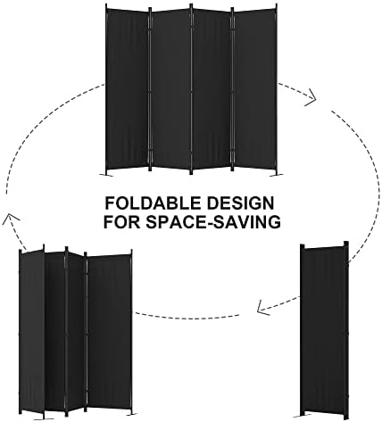 Room Divider, 4 Panel Folding Screen, 88” Portable Separating 3 Feet