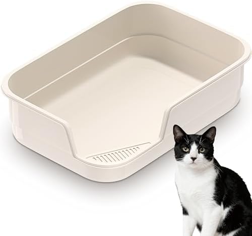Vealind Extra Large Cat Litter Box High Sided and Low Entry Litter Tray