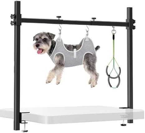 H Shape Dog Grooming Arm for Table, S Size Hammock, 31-43" W