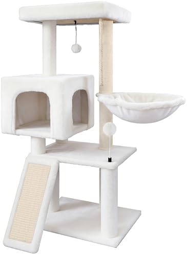 Cat Tree with Cat Condo and Hammock, Cat Tree with Scratching Posts and