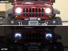 Load image into Gallery viewer, Raxiom 97-18 Jeep Wrangler TJ &amp; JK 6-LED Headlights w/ Partial Halo- Blk Housing (Clear Lens)