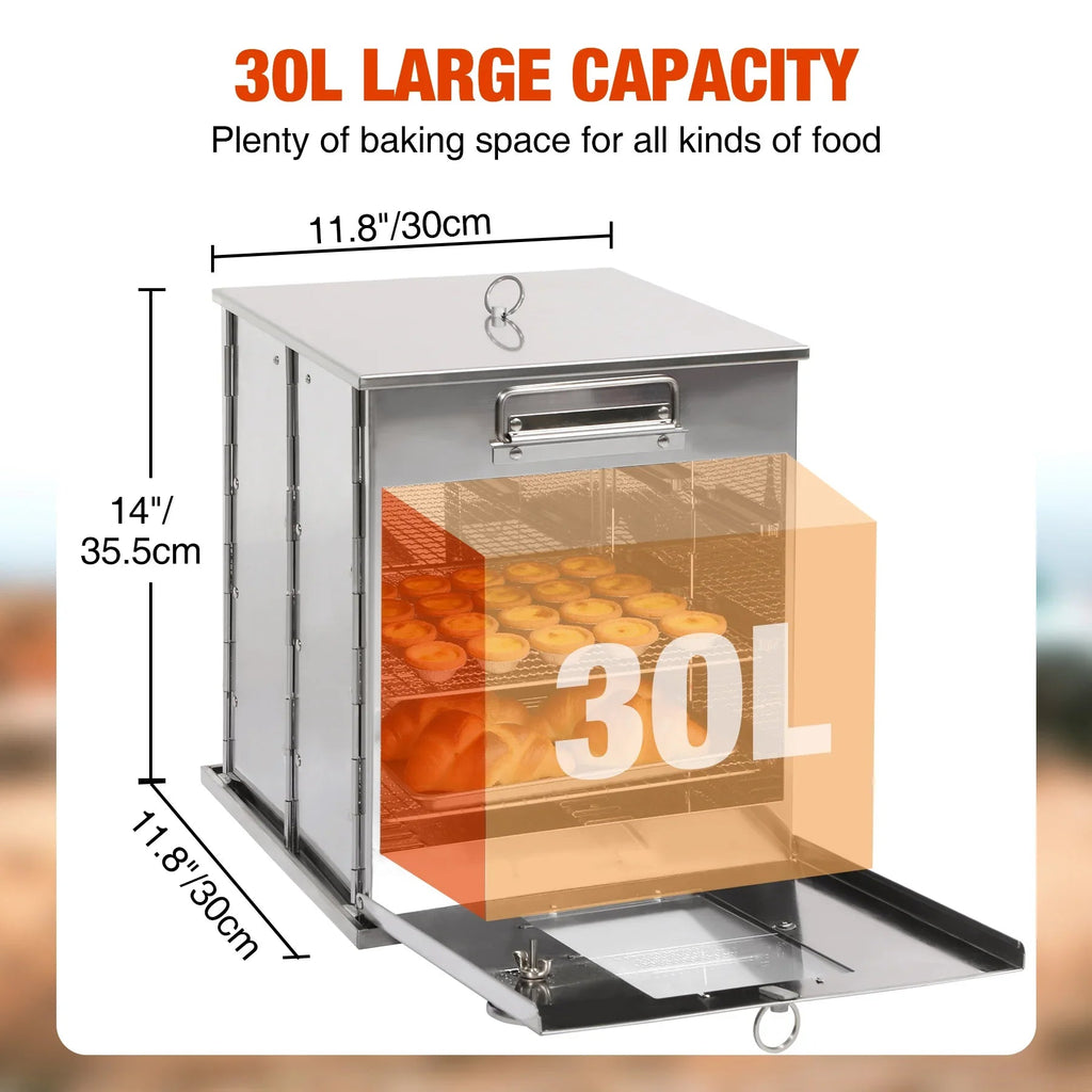 Foldable Stainless Steel Camping Oven with 3 Tier Grill for Propane Stove Baking Outdoor Cooking