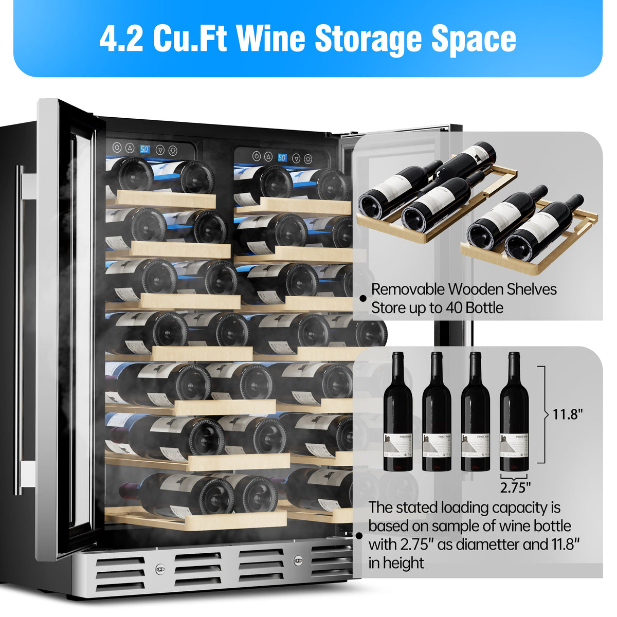 Kalamera 24'' Built-in French Door Wine Cooler
