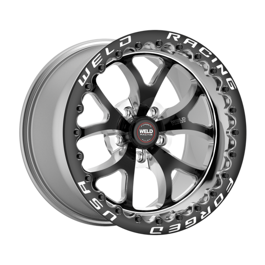 Weld S76 Beadlock 17x10.5/5x120.65/8.3 BS/3.18 HB - Black Center - Polished Shell - Black SBL Wheel