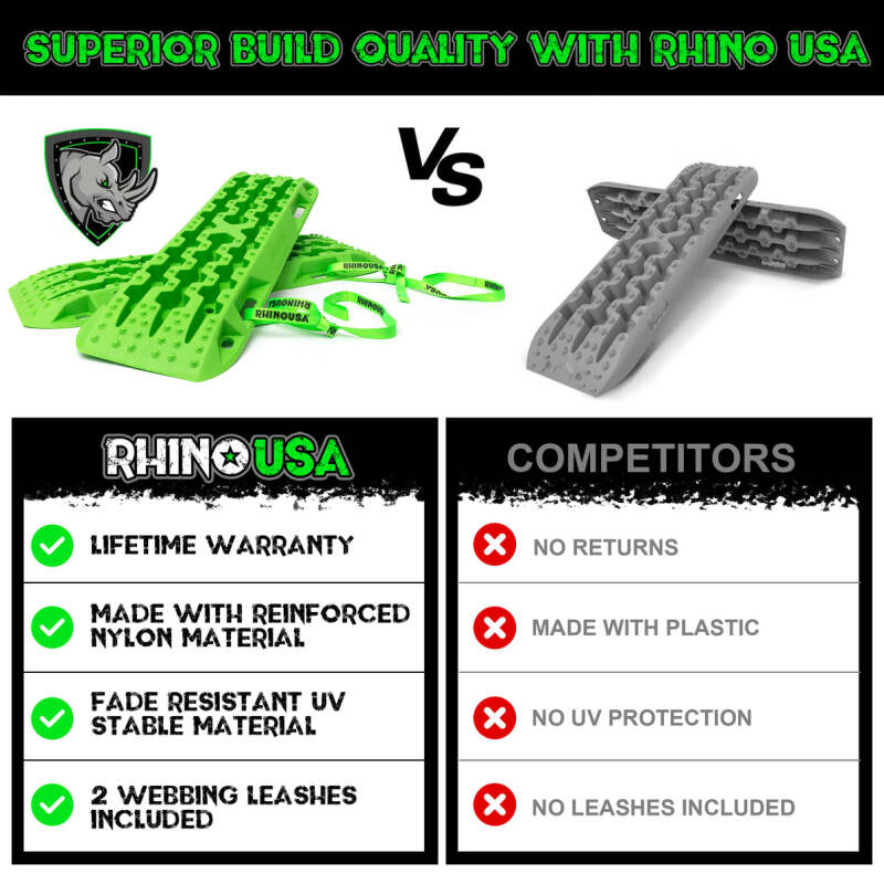 Rhino USA Recovery Traction Boards - Green (Pair)