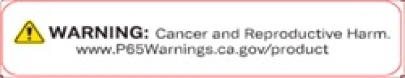 Warning label regarding cancer and reproductive harm for Putco's 10-24 Ram HD Front Pair Mud Skins Set of 2, highlighting safety information.