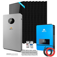 Load image into Gallery viewer, Off-Grid Solar Kit 8000W 48VDC 120V/240V LifePo4 10.24KWH-16.07KWH Lithium Battery 8 X 415 Watts Solar Panels SGR-8K10E