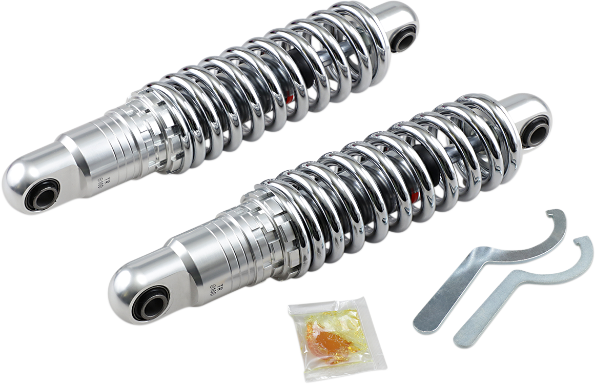 DRAG SPECIALTIES SHOCKS, Drag Specialties C16-0156H Premium Ride-Height Adjustable Shocks - 12 inch Heavy Duty Chrome