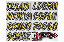 Load image into Gallery viewer, Hardline Boat Lettering Registration Kit 3 in. - 400 Yellow/Black