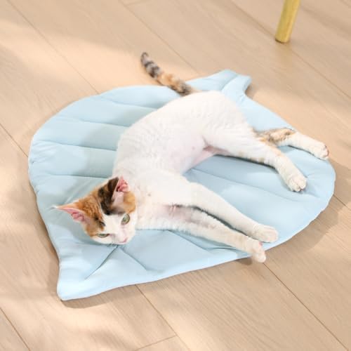 Cat Cooling Mat Cat Leaf Bed Mat Comfortable Soft Fabric Breathable Cozy