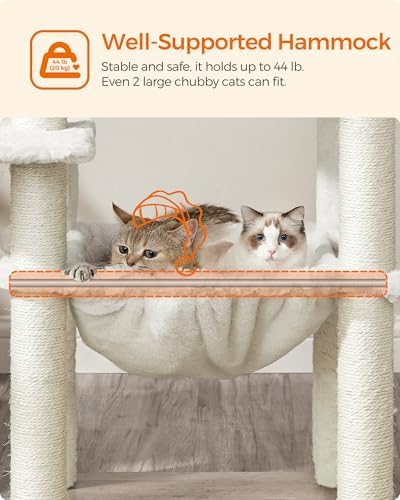 Feandrea Cat Tree, 56.3-Inch Contemporary Cat Tower