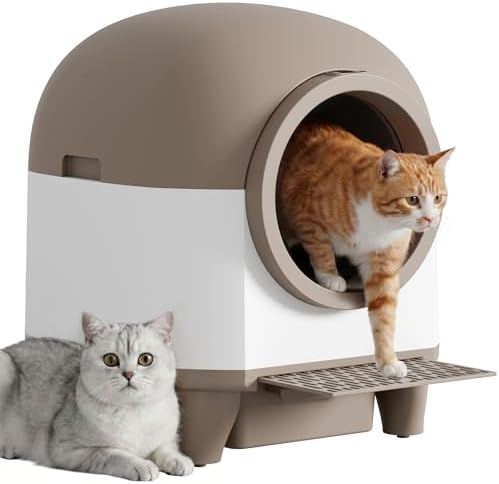 Greesum Enclosed Self-Cleaning Cat Litter Box, 90L XL, App Control
