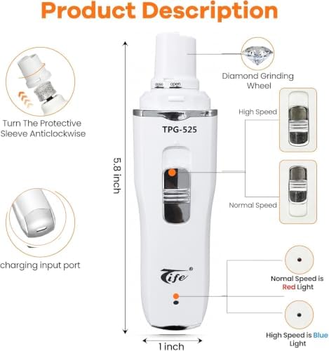 Tife Dog Nail Grinder with 2 LED Lights